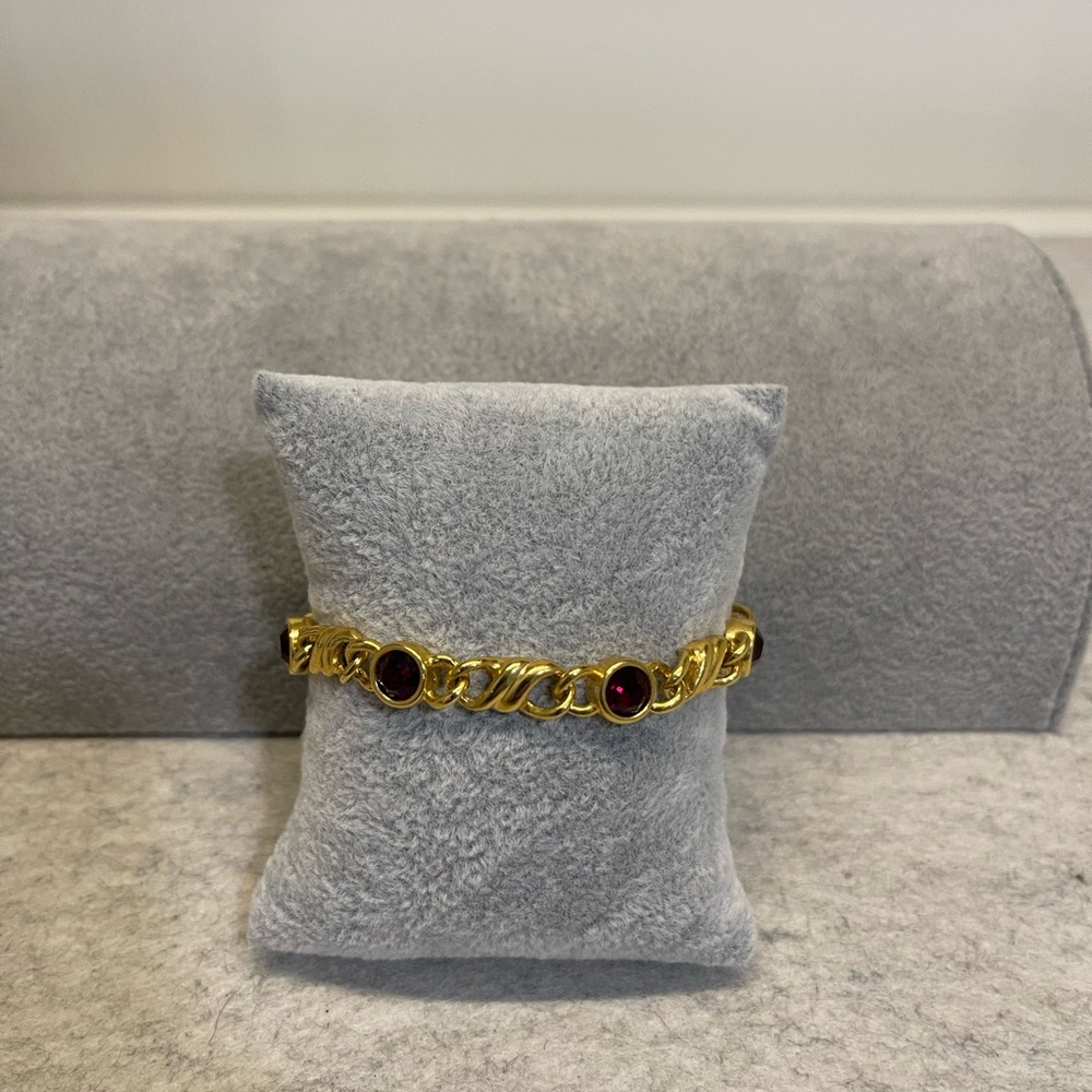 Gold Bracelet with Red Accent 💕
